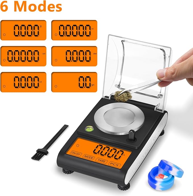 Fuzion Milligram Scale 50g/0.001g, Digital mg Scale with Calibration Weights, Jewelry Scale with Tweezers, Spoon, Bowl, Brush, Micro Scale for Powder, Gold, Herb, Large Display
