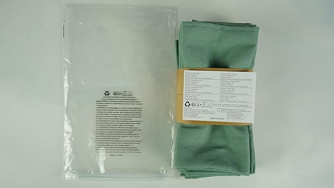 Solid Color Linen Blended Thin Dinner Cloth Napkins - Set of 12 (40 x 40 cm) - for Events & Home Use (Sage Green)