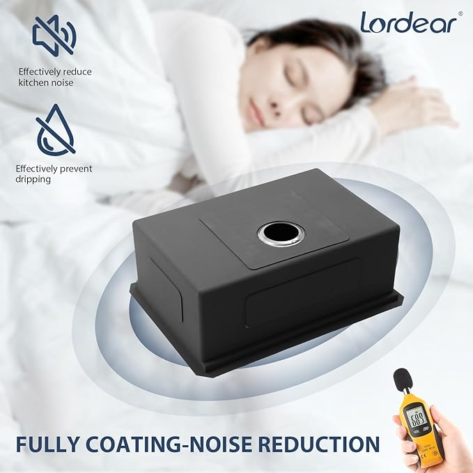 Lordear 26 Undermount Kitchen Sink Workstation 26x19 Stainless Steel Sinks 16 Gauge Deep Single Bowl Under Counter Kitchen Sink Basin with Cutting Board