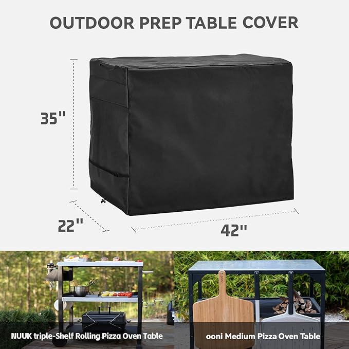 Outdoor Prep Table Cover- Heavy Duty Waterproof Cover for Outdoor Stainless Steel Table,Compatible with 42 inch Outdoor Utility Cart and Storage Cabinet Black