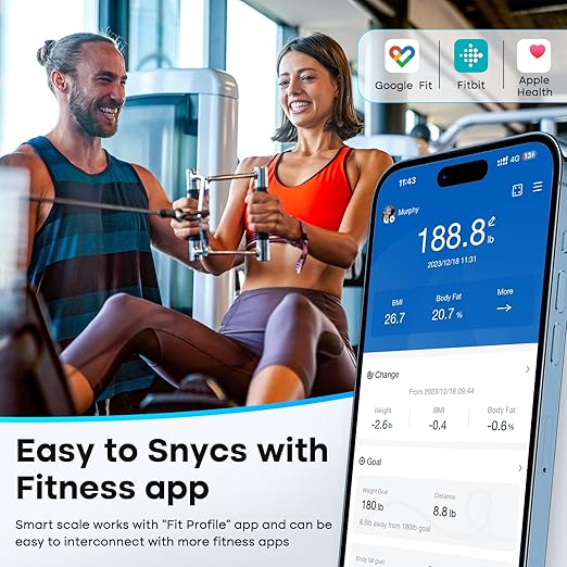 GE Smart Scale for Body Weight, BMI, Body Fat, Muscle Mass, Digital Bathroom Scales 500lbs for Bluetooth Weight Monitor 11.8" Large Platform Weighing Machine Health Analyzer with App