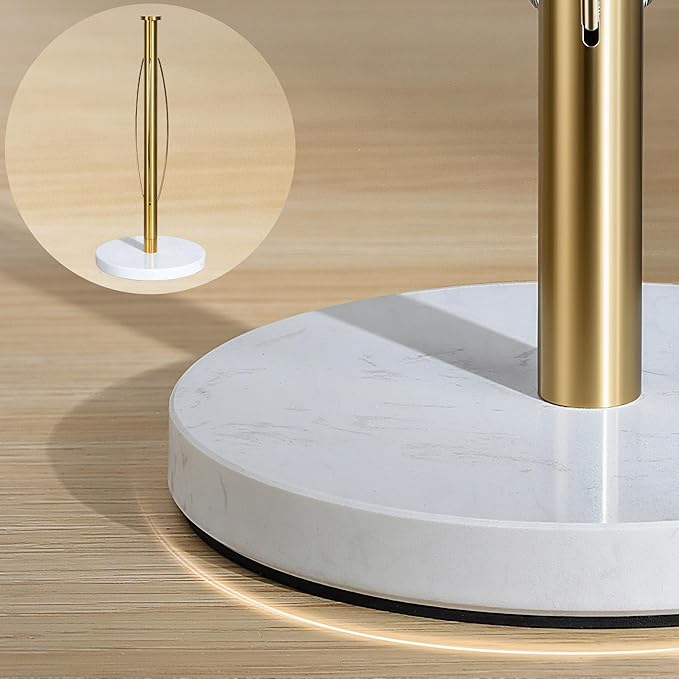 YIGII Marble Base Gold Paper Towel Holder Countertop - Standing Paper Towel Roll Holder with Weighted Base, Papertowel Holder for Kitchen, White Marble & Golde Rod