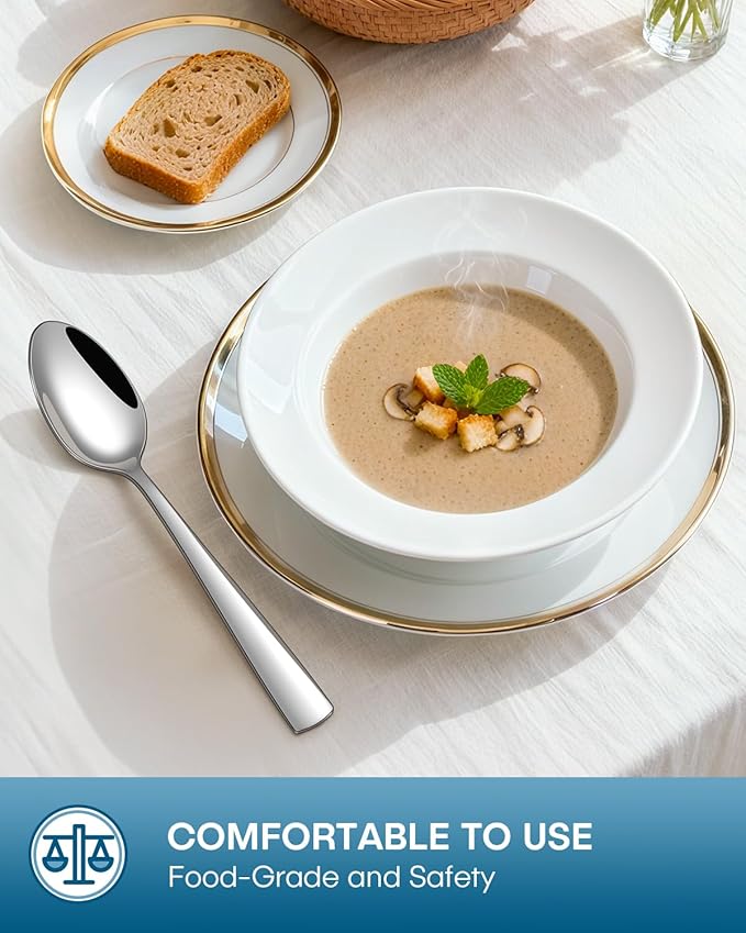 Stapava 40 Piece Silverware Set, Food-Grade Stainless Steel Flatware Sets for 8 Mirror Polished Cutlery Utensil Sets Include Dinner Knives Spoons and Forks Set Dishwasher Safe for Home Restaurant