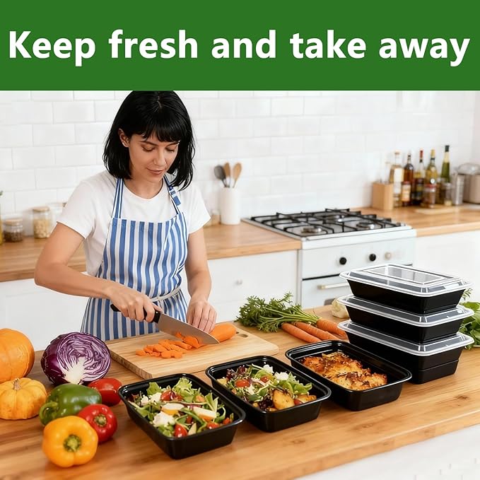 10Pack 35oz Meal Prep Containers Disposable Food Storage Containers with Lids, 1-Compartment Reusable Food Storage Plastic Stackable To Go Boxes Microwave, Freezer, Dishwasher Safe