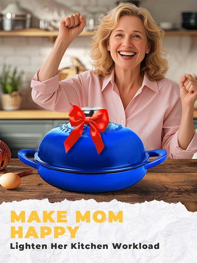 Dutch Oven Bread Baking Pot with Lid 6QT Enameled Cast Iron Oven, Gradient Blue Design & Complete Sourdough Kit (Banneton Basket, Dough Tools, Silicone Sling) for Artisan Bread Making