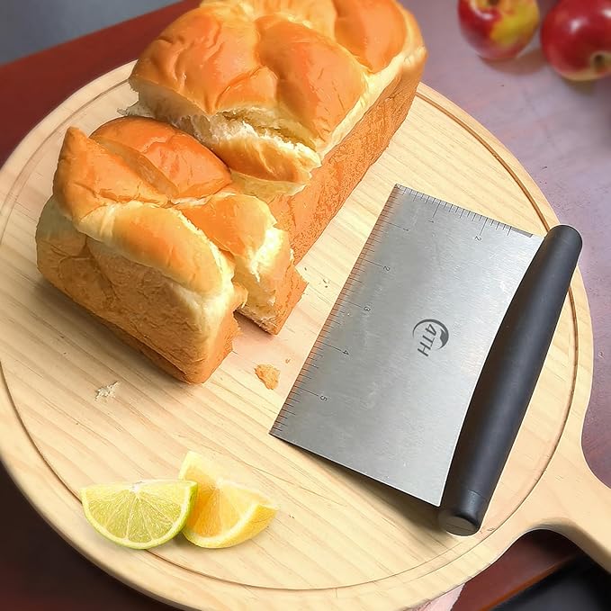 Stainless Steel Dough Bench Scraper & Chopper, Pastry Cutter for Kitchen (1 Pack, Black)