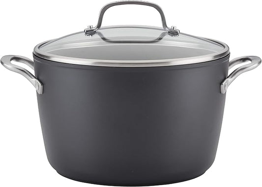 KitchenAid Hard Anodized Induction Nonstick Stock Pot/Stockpot with Lid, 8 Quart, Matte Black