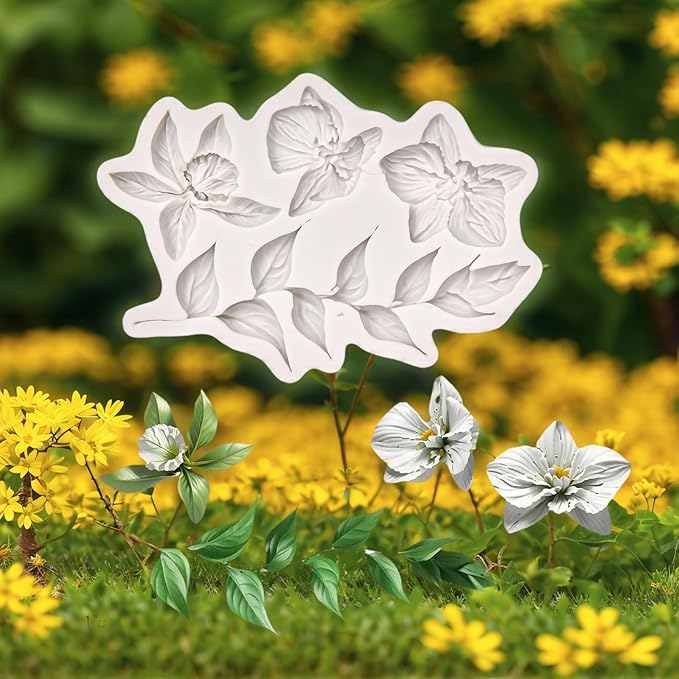 (Four-piece set) leaf flowers, floral, rose flowers, DIY silicone mold, cake chocolate mold wedding cake decoration tool soft cake mold