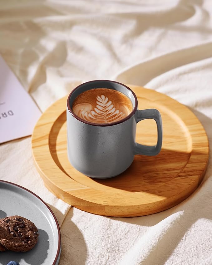 famiware Coffee Mugs Set of 4, Nebula 14oz Coffee Mugs, Ceramic Cup Set with Handle for Latte, Tea, Milk, Cappuccino, Cocoa, Dark Gray