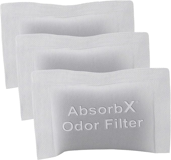 SensorCan Official AbsorbX Trash Can Deodorizer 3-Pack, All Natural Activated Charcoal Odor Absorber Stops Garbage Smells, Air Filter Freshener for 8 Gal and Larger Waste Bins with Compartment