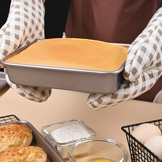 Baking Sheet Pans Brownie Pans,3 Pack Baking Pan Nonstick Cookie Sheet Brownie Cake Pan, Deep Dish, Easy Clean, Rust-Resistant, Multi-Purpose Cookie & Brownie Pan Set (8.6 x 6.6 x 1.7")