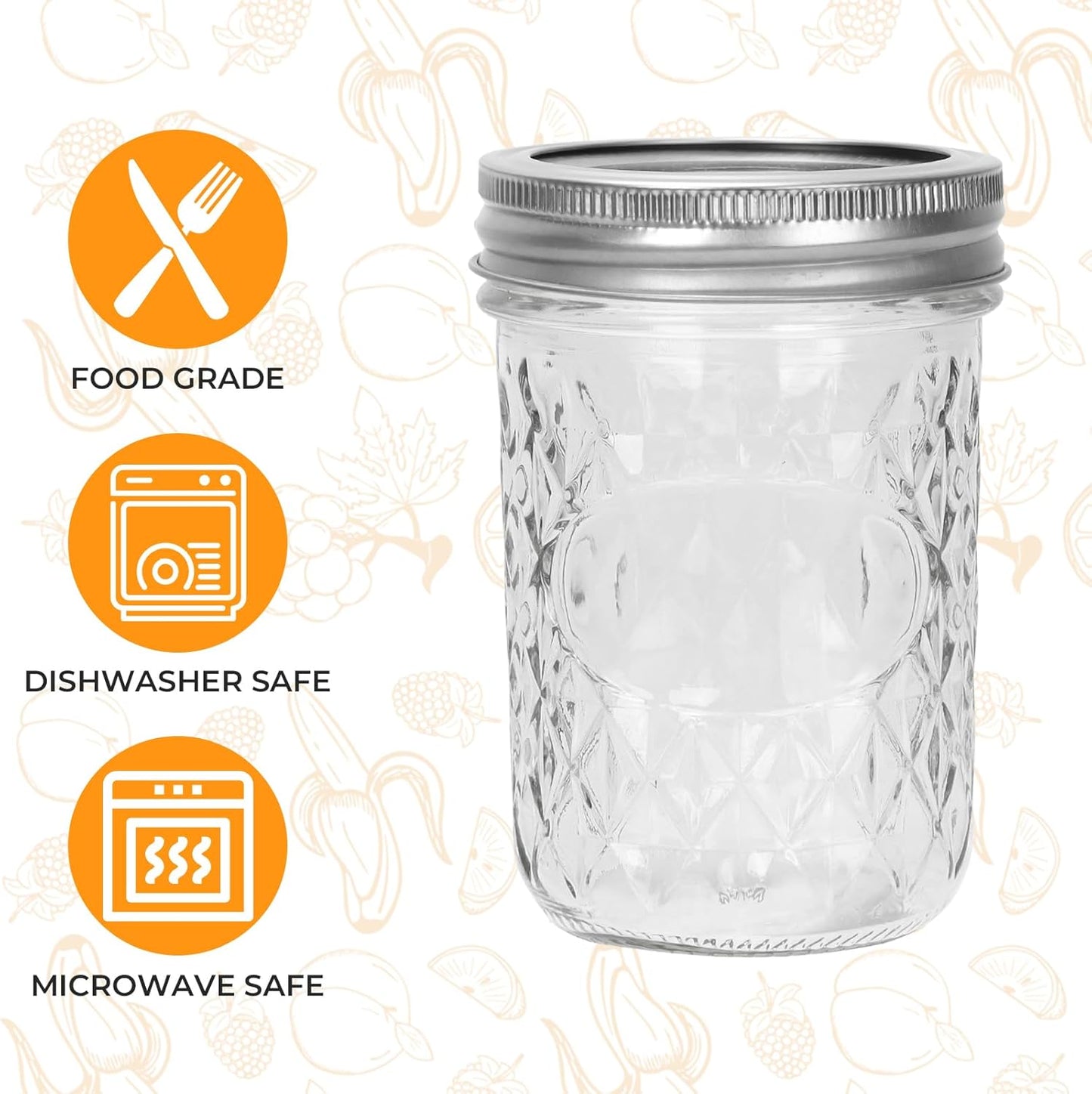 Eathtek 8 oz Mason Jars 20 Pack, 240ml Mini Canning Jars with Regular Lids for Jelly Herbs Spice Honey Storage, Small Glass Jars Candle jars, Extra Lids Tags Label Included