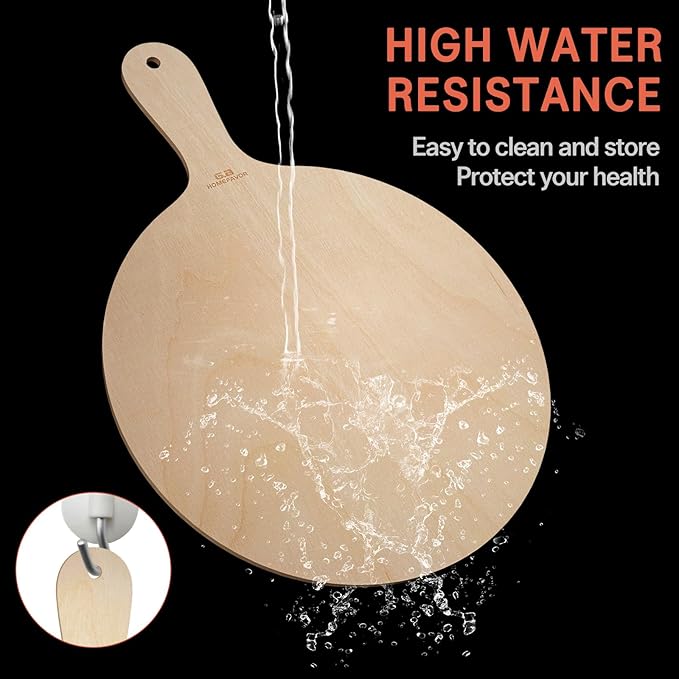 G.a HOMEFAVOR 2-Piece Wooden Pizza Peel: 12 Inch Pizza Spatula with Wood Handle Suitable for 12"x12" Pizzas - Large Cutting Board for Transferring Pizza in Oven