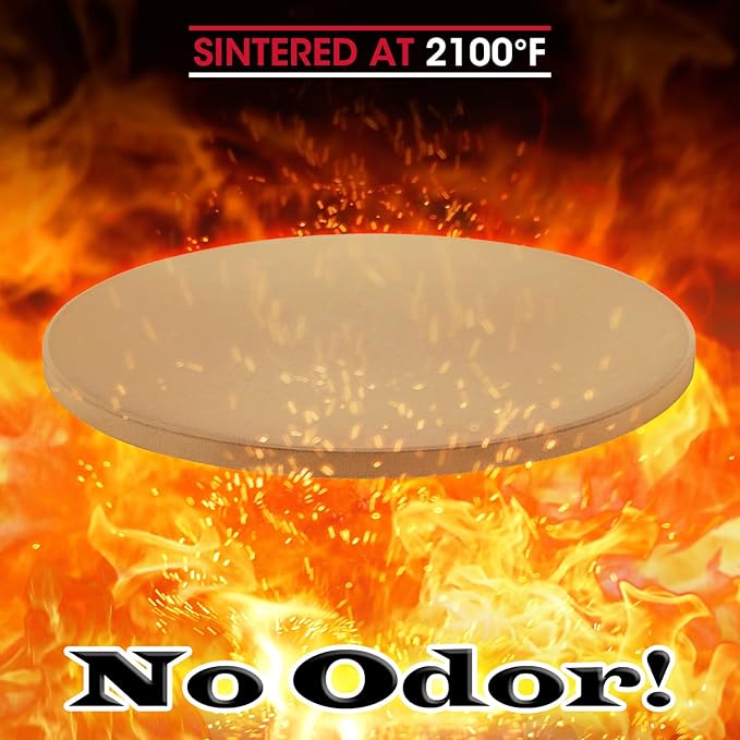 Unicook 14 Inch Round Pizza Stone, Heavy Duty Cordierite Baking Stone for Oven and Grill, Thermal Shock Resistant, Ideal for Baking Crispy Crust Pizzas, Bread, Pies and More, Includes Dough Scraper