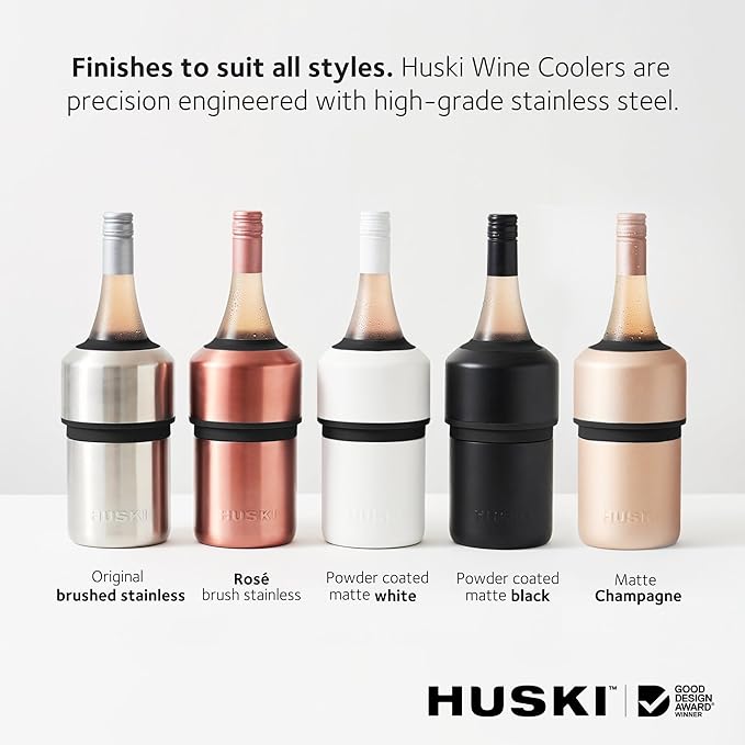 Huski Wine Chiller | Iceless Design | Keeps Cold up to 6 Hours | Wine Accessory | Next Generation Ice Bucket | Fits Some Champagne | for Wine Lover (Stone Grey)