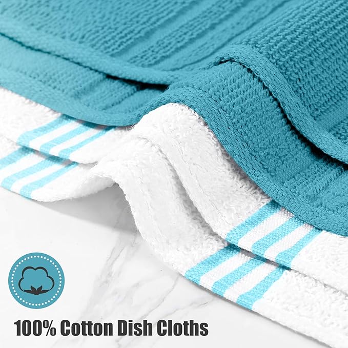 Oven Mitt and Pot Holders Sets, Quilted Cotton Terry Cloth,Non-Slip Pot Holder, Silicone Oven Mitt Heat Resistant, Oven Mittens 7.3"x14.2", Hot Pad 7"x10" & Dish Cloths 13"x25"