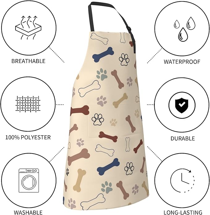Funny Animal Apron with 2 Pockets Waterproof for Men Women Kitchen Garden Decor
