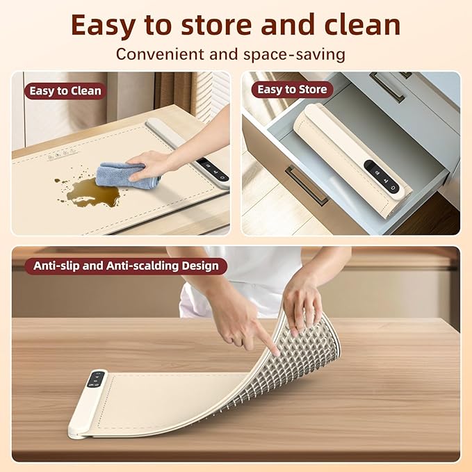 Foldable Food Warming Mat, Silicone Warming Mat for Food, Electric Warming Tray, Portable Food Warmer, Buffet Party Home Gathering Vacation Electric Food Warmer