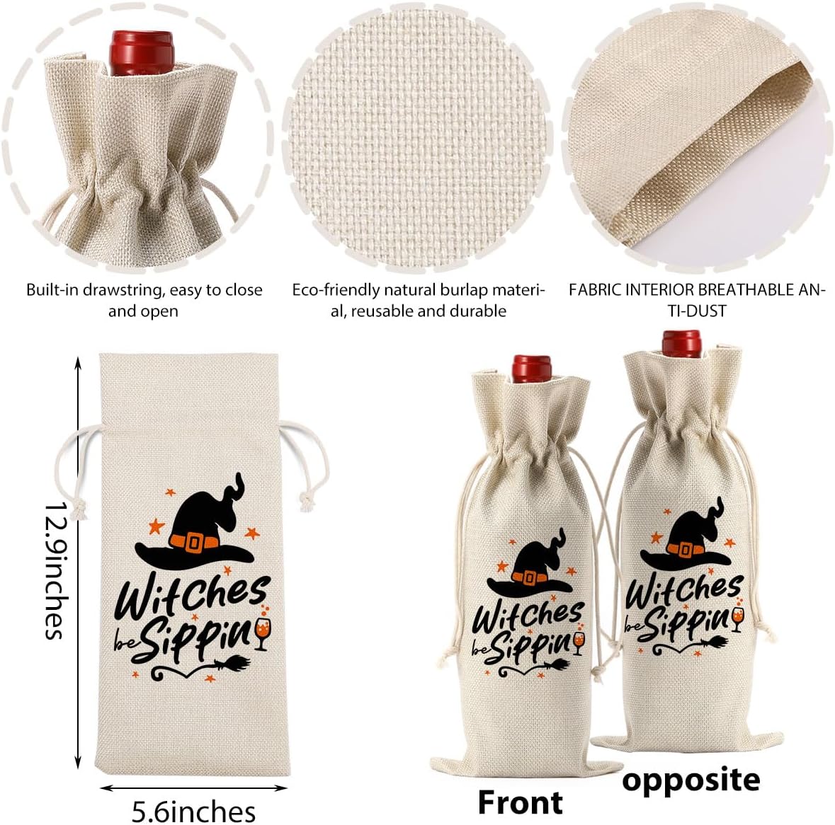 Funny Halloween Witch Decor Hocus Pocus Witchy Decor Witch Wine Bag Gifts Halloween Party Supplies Home Decorations Wine Accessories for Wine Lovers Women Men Friends