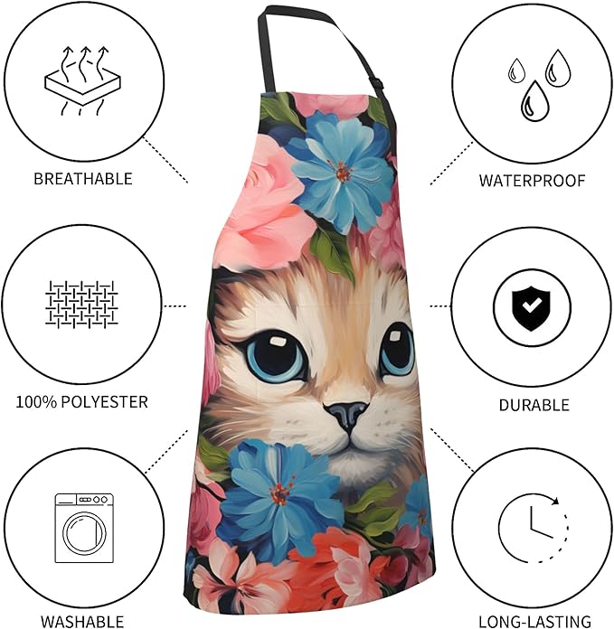 Funny Animal Apron with 2 Pockets Waterproof for Men Women Kitchen Garden Decor