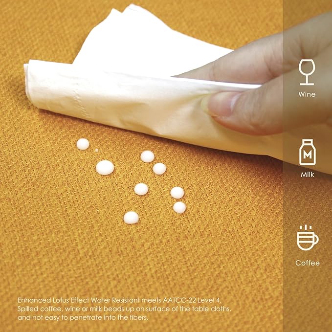 BALCONY & FALCON Rectangle Tablecloth Washable Wrinkle Resistant and Water Proof Table Cloth Decorative Linen Fabric Tablecloths for Dining Parties Kitchen Wedding and Outdoor Use (Gold Orange, 55x95)