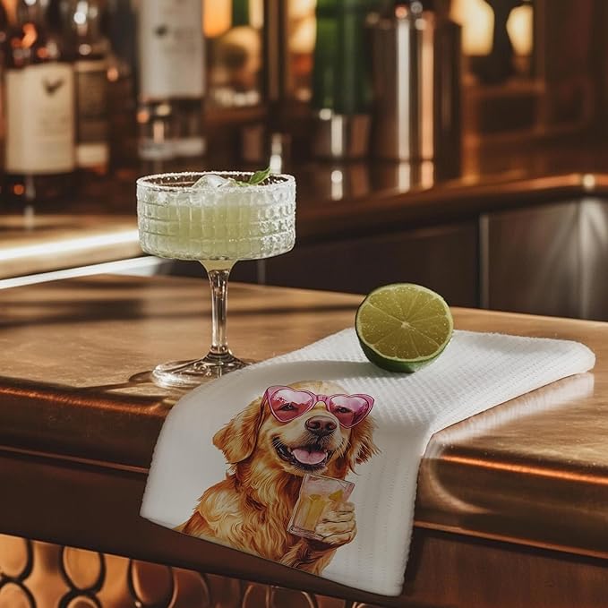 Cabana Bro Golden Retriever Gifts Kitchen Towels, Golden Retriever Gifts for Women Men Decorative Hand Towels for Bathroom, Funny Goldie Cocktail Tequila Beer Dish Tea Towels for Kitchen, 16x24 Inch