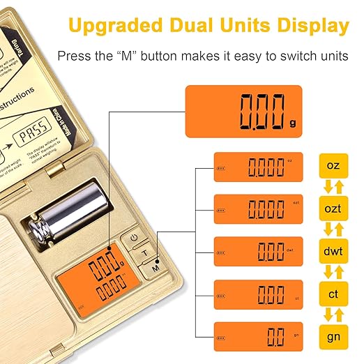 Fuzion CASH-200 Gram Scale Digital Pocket Scale, 0.01g Digital Grams Scale, Jewelry Scale, Small Food Scale Gold Gram Scale with Upgraded Display, Multi-Accessories