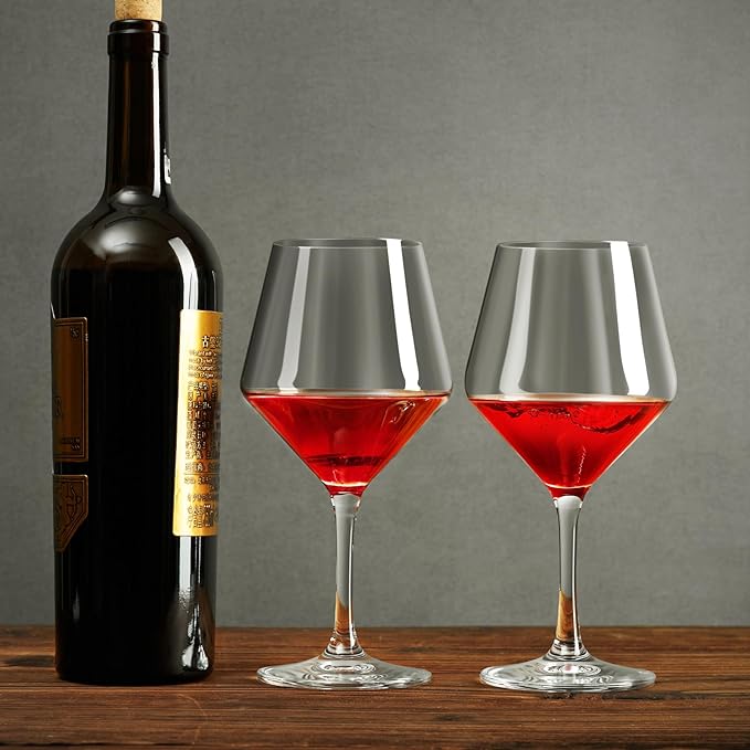 Hand-Blown Crystal Wine Glasses Set of 2, 16OZ, Long Stem Glasses for Red and White Wine, Christmas and Wedding Gifts (2)