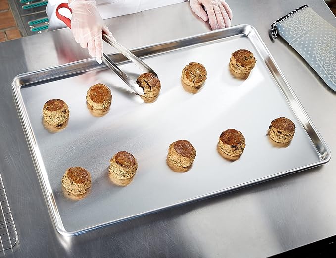 CURTA 6 Pack Aluminum Sheet Pan, NSF Listed Full Size 26 x 18 inch Commercial Bakery Cake Bun Pan, Baking Tray