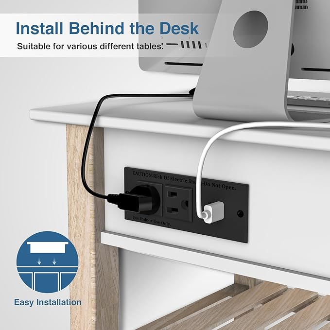 20W PD Conference Recessed Power Strip with Fast USB C, Furniture Recessed Outlet, Desktop Power Strip, Desktop Charging Station with 2 Outlets and 1 USB and 1 Type-C