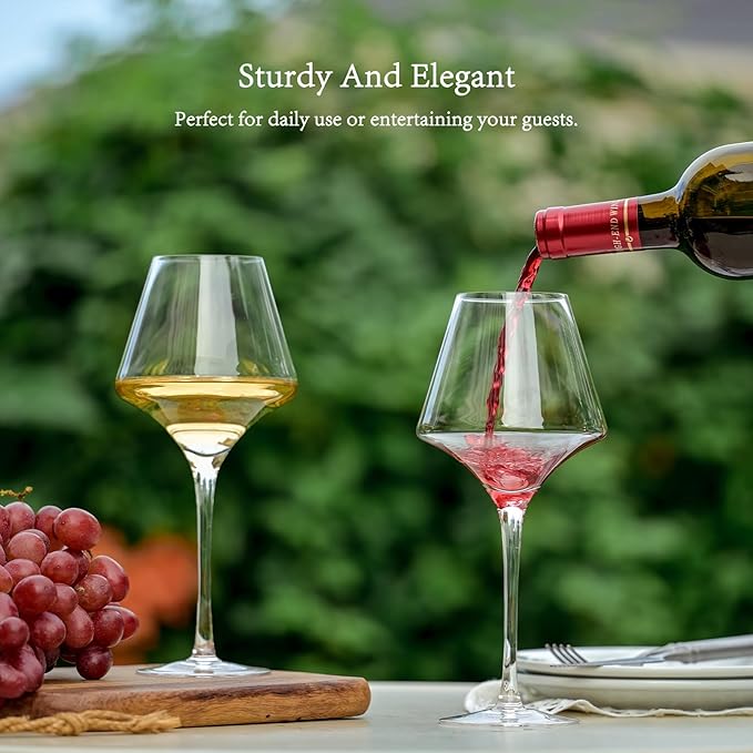 BCALIFE Red Wine Glasses Set of 4 – 20 oz Premium Crystal Wine Glass With Long Stem – Hand Blown Large Burgundy Wine Glasses – Unique Gift for Wedding, Anniversary, Christmas