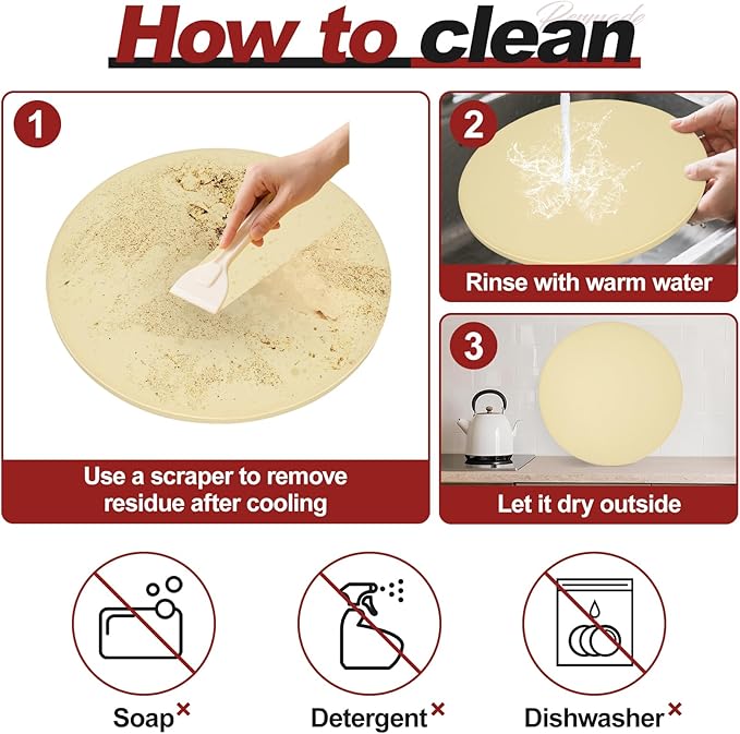 Round Pizza Stone for Grill and Oven- 16 inch Baking Stone Heavy-Duty Cordierite Pizza Stone for Bread, Cookies, Heat Proof BBQ Grilling Cooking Stone for Making Crisp Crust Pizza (Beige)