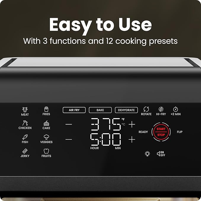 Chefman 12-Quart 6-in-1 Air Fryer Oven with Digital Timer, Touchscreen, and 12 Presets - Family Size Countertop Convection Oven, Dishwasher-Safe Parts