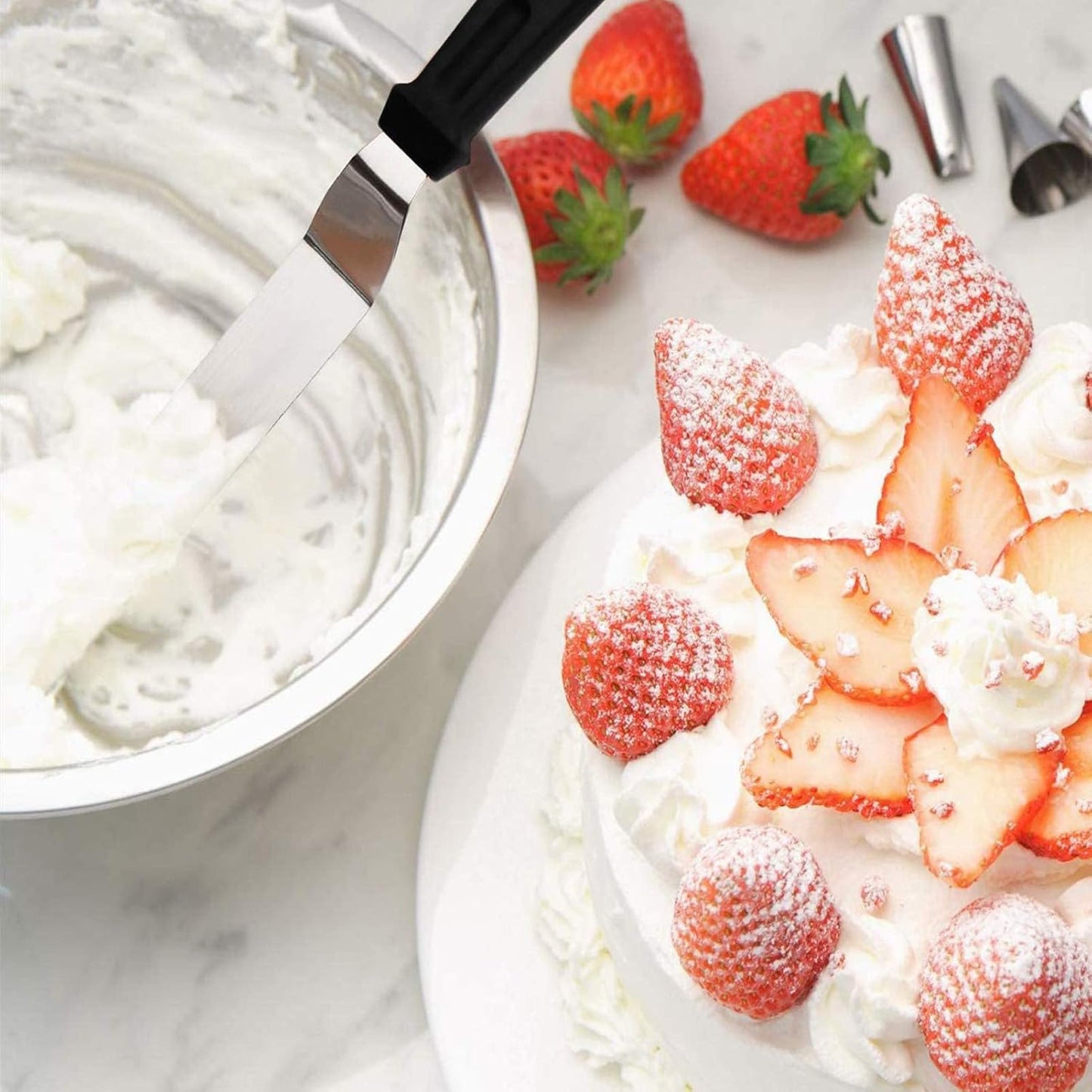 Icing Spatula, Offset Spatula, Stainless Steel with PP Plastic Handle Cake Decorating Frosting Spatula