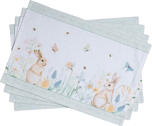 Maison d' Hermine Placemats Set of 4 100% Cotton Washable Cloth Place Mats, Reusable Table Mats for Kitchen Dining Decoration, Party, Wedding, Restaurant Spring/Summer (Easter Dew, 13" x 19")