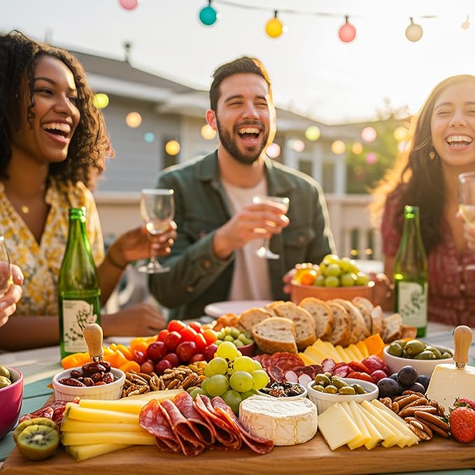 Nuenen 40 Pcs Bulk Wood Cutting Board with Handle 12 x 7.8 Inch Acacia Bamboo Wooden Kitchen Serving Chopping Boards for Pizza, Bread, Charcuterie, Fruit, Vegetables (Bamboo)