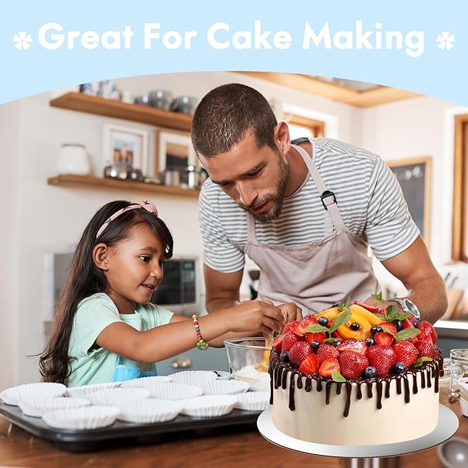 JCD Sliver Cake Boards 6 inch Round, 40 Packs Food-Graded Cardboard Cake Rounds, Waterproof and Oil-Proof Cake Plates, Sturdy Corrugated Cake Base, Ideal for Baking, Cake DIY(Sliver, 6inch/40Pcs)