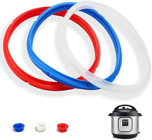 3 Pack Sealing Ring 3 Qt for Instant Pot Sealing Rings for MiNi 3 Qt Insta Pot, With 3 Float Valve Caps, Food-grade Silicone Instantpot 3Qt Sealing Ring, for Instant Pot 3 Qt, Red, Clear and Blue