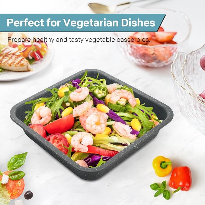 2-Pack 8x8 Baking Pan, Non-Stick 8 inch Square Paking Pan, Cornbread Square Cake Pan, Suitable for Home Kitchen Daily Baking, Wedding, Birthday Party Brownie Making, Easy Release