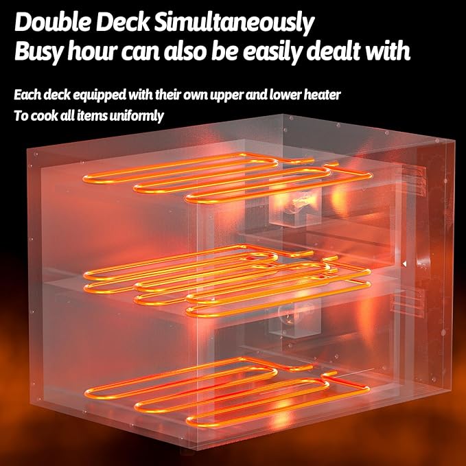 ZXMT Commercial Pizza Oven Double-Layer Electric Pizza Oven 16" with pizza stone Multipurpose Toaster Bake Broiler 40L Capacity for Restaurant Home use,110V/3000W