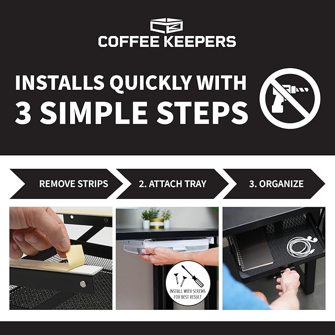 Everything Keeper - Organizer for Home, Kitchen, Bathroom, RV, Small Spaces - Storage Organizers - Compact Metal Basket - Under Cabinet Holder - Easy Install - Holds Strong - 13 x 10 x 2.5 in - Black