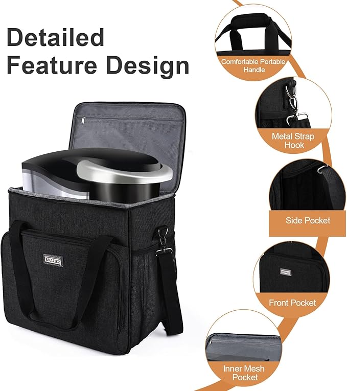 BAGLHER Coffee Maker Travel Bag Compatible with Keurig K-Classic、Keurig K-Elite、Keurig K-Compact or Other Accessories, Portable Coffee Maker Case with Shoulder Strap for Travel, Black