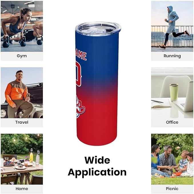 Custom Tumbler Stainless Steel Cup Personalized Baseball Vacuum Insulation Travel Mug Add Your Name Number Fans Gift for Baseball Fans