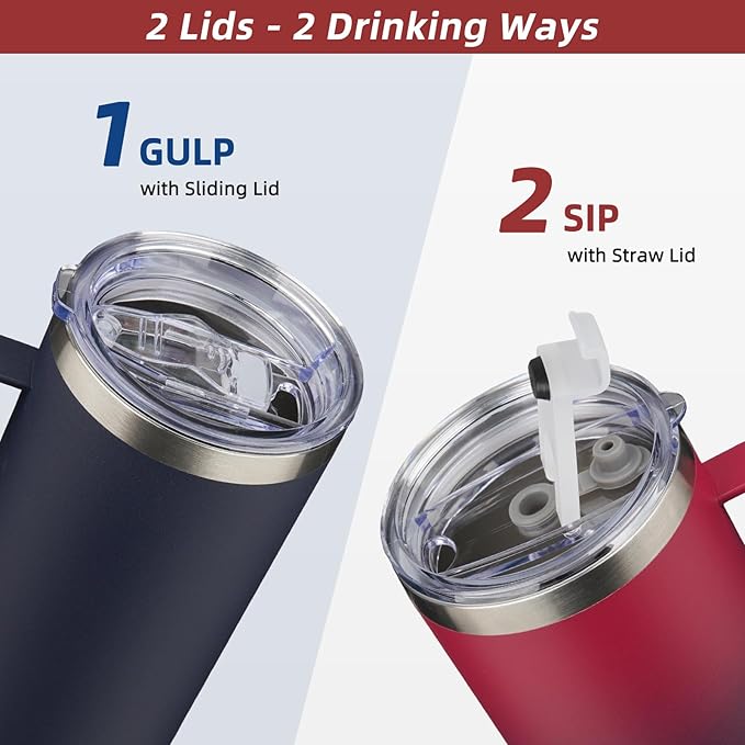 BJPKPK Insulated Coffee Mug with 2 Lids, 25oz Stainless Steel Insulated Tumbler with Handle, Double Wall Vacuum Coffee Cups, BPA Free Travel Mug for Coffee, Tea and Drinks, Forest Green