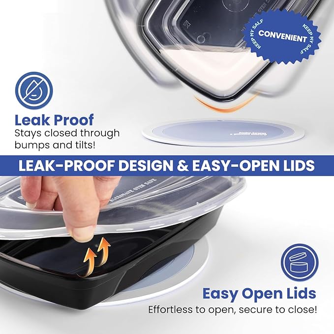 38oz 50 Pack Meal Prep Containers Reusable, Disposable Food Containers with Lids BPA Free, Microwave/Dishwasher/Freezer Safe To Go Containers for Thanksgiving