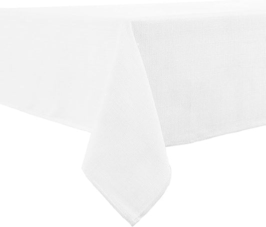 BALCONY & FALCON Rectangle Tablecloth Washable Wrinkle Resistant and Water Proof Table Cloth Decorative Linen Fabric Tablecloths for Dining Parties Kitchen Wedding and Outdoor Use (White, 55x70)