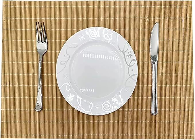 ANDSTAR Set of 2 Pcs Bamboo Placemats Sushi Rolling Mat Japanese Style Natural Anti-Slip Bamboo Placemats Washable Heat-Resistant Table Mats for Dining Room and Kitchen（Brown）