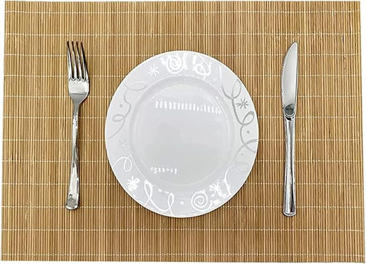 ANDSTAR Set of 2 Pcs Bamboo Placemats Sushi Rolling Mat Japanese Style Natural Anti-Slip Bamboo Placemats Washable Heat-Resistant Table Mats for Dining Room and Kitchen（Brown）
