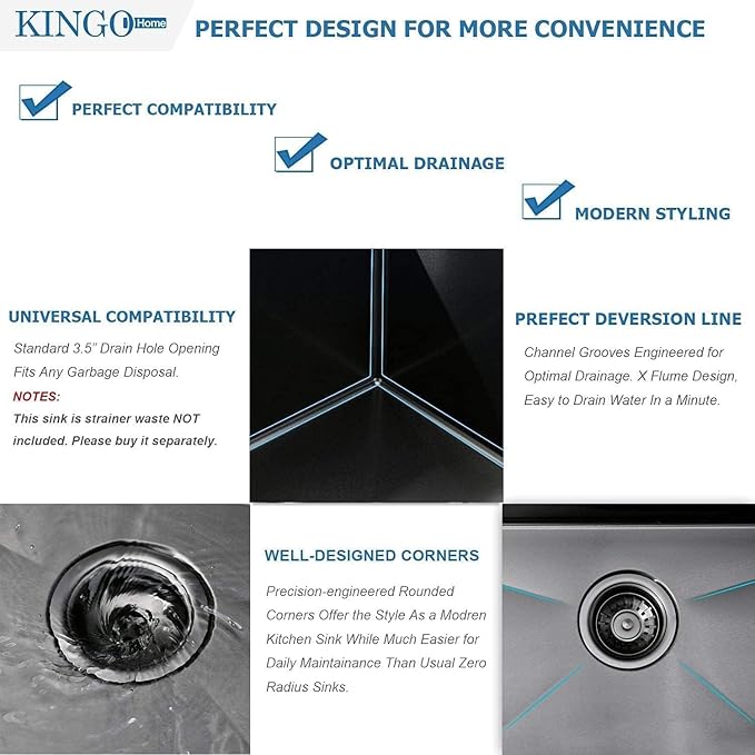 30 Inch Black Drop in Kitchen Sink, 30x18 Inch Gunmetal Black Single Bowl Stainless Steel Basin Topmount Kitchen Sink, 16 Gauge Metal Sink with Strainer