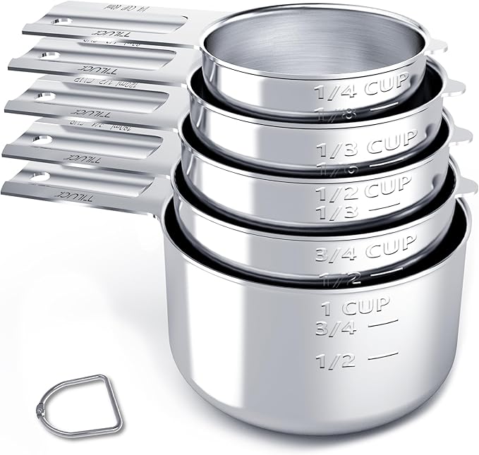 TILUCK Stainless Steel Measuring Cups Set,Kitchen Gadgets for Cooking & Baking,Set of 5
